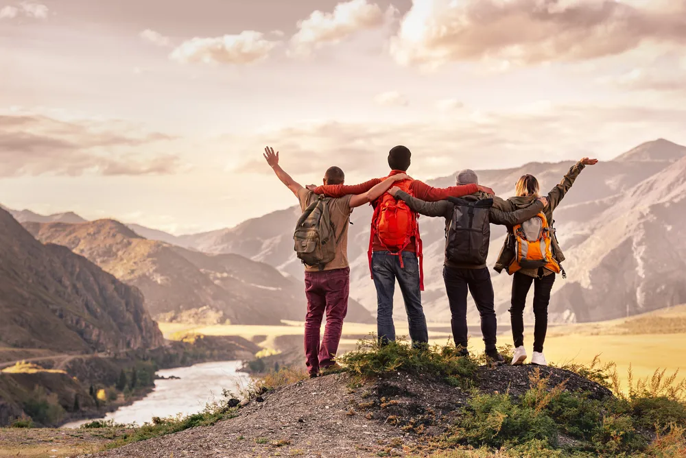 Friends travelling together on a creator-led group trip