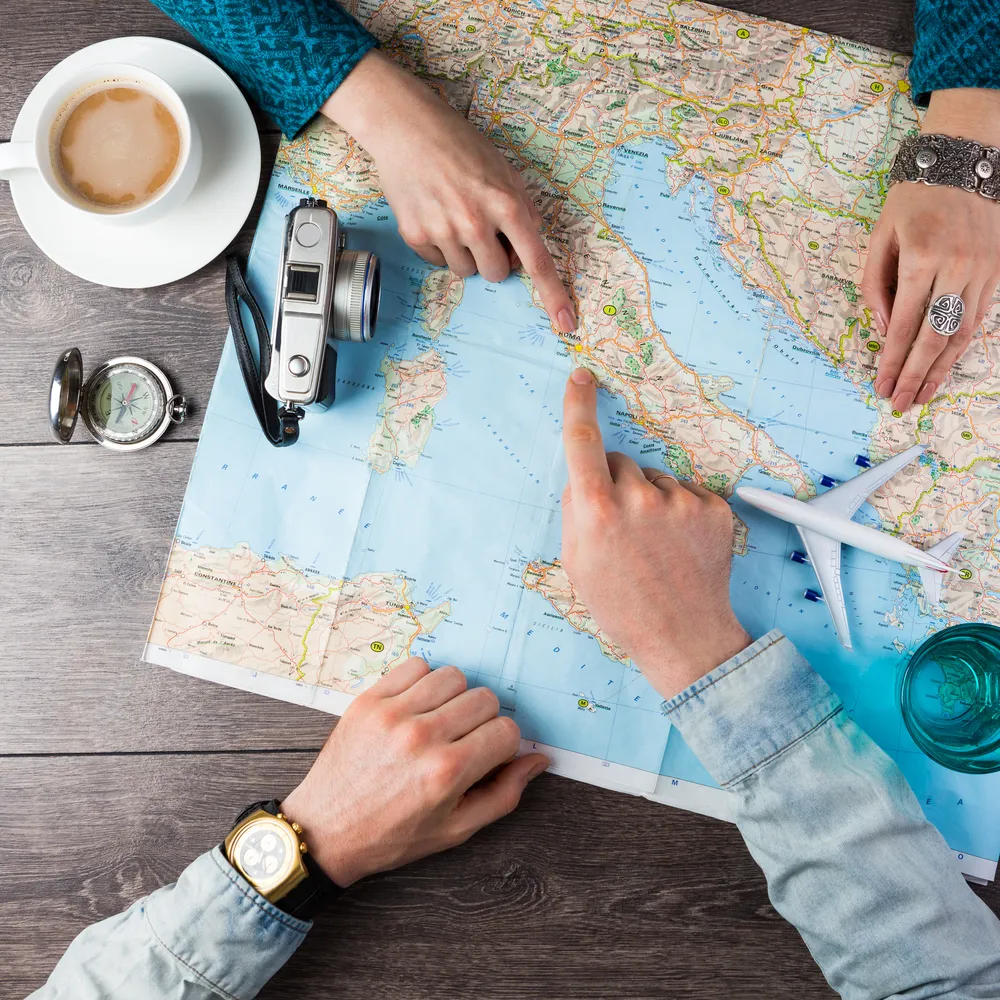 Carefully planning and checking a trip on a map